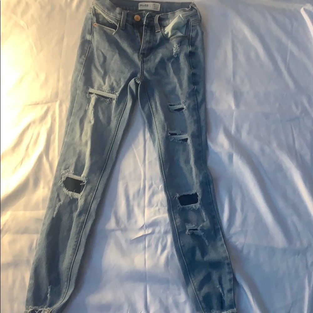 Patched ripped jeans